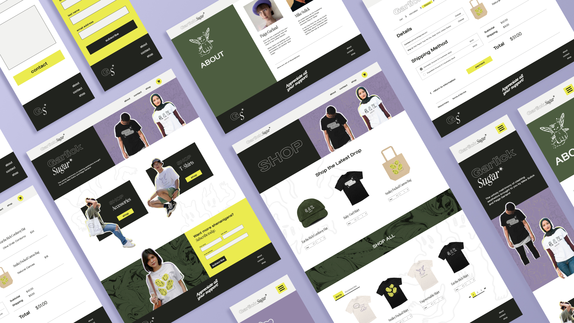 Isometric screens for the Garlick Sugar e-commerce website