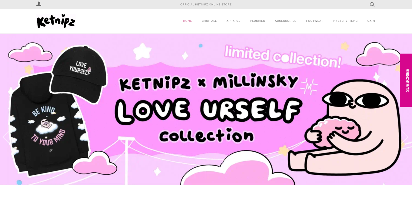 Screenshot of the Ketnipz landing page