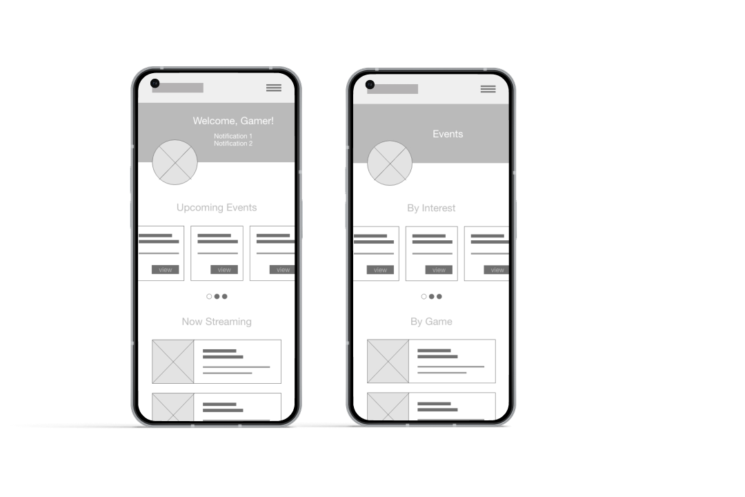 Wireframe for GAME GRL app