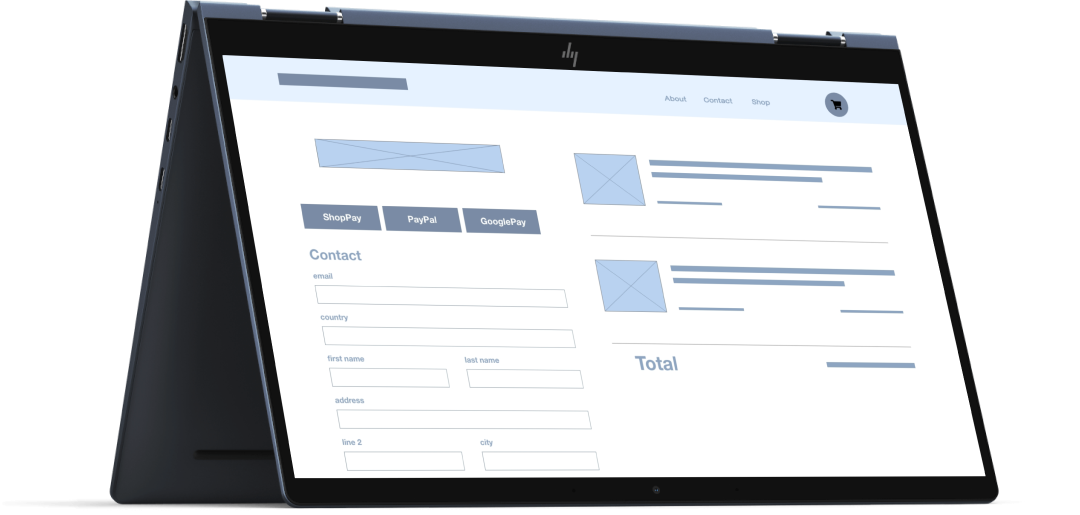 A wireframe before a usability study