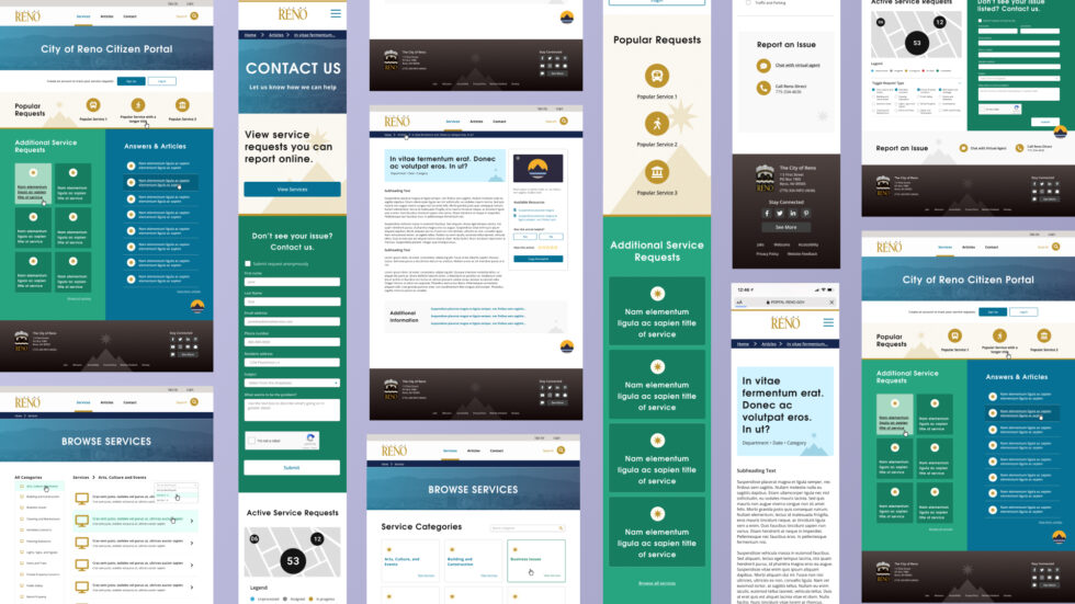 Mockups for City of Reno's 311 Services Portal